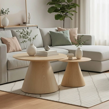 Tραπέζια σαλονιού Donda  pakoworld mdf σετ 2τεμ. sonoma