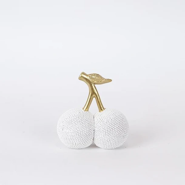 Διακοσμητικό Κεράσι Polyresin Λευκό-Χρυσό 10,5x6x11εκ. ESTHETI 752-28591