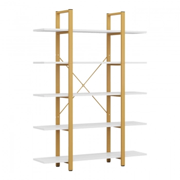 Βιβλιοθήκη Esthon pakoworld σε λευκή όψη μαρμάρου με χρυσό μέταλλο 120x28x180εκ