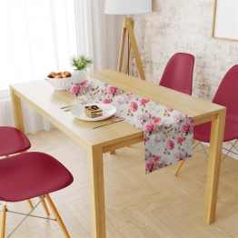 Runner Αλέκιαστο Polycotton 40x180εκ. Roses 465 Grey-Pink DimCol