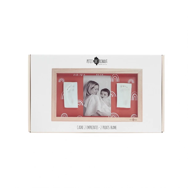 Κορνίζα Ξύλινη Για Φωτογραφία & 2 Αποτυπώματα Του Μωρού Σας 32x2,3x19εκ. Rainbow Terracotta Petit Artichaut PA1705