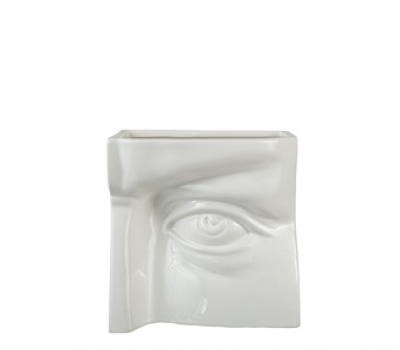 Βάζο Κεραμικό Λευκό Μάτι 16,5x1,5x16εκ. Zen Collection 24.21.50854