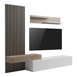 Σύνθετο σαλονιού Litende pakoworld σε λευκή-sonoma απόχρωση 249.4x42.2x199.5εκ