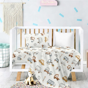 Σετ Σεντόνια Βαμβακοσατέν Κούνιας 120x170εκ. Let's Ride Prime Baby Line Melinen 20005681