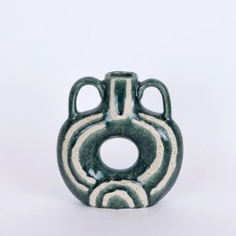 Βάζο Κεραμικό Σκούρο Πράσινο-Μπεζ 21,7x7x24εκ. ESTHETI 752-20336