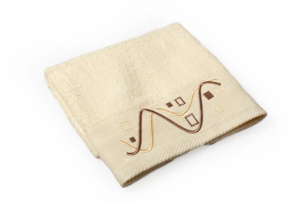 Πετσέτα Βαμβακερή Μεμονωμένη Προσώπου 50x90εκ. Εκρού Με Κέντημα Γεωμετρικό DimCol