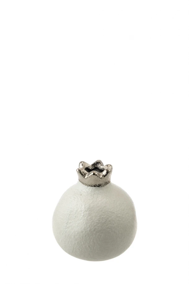 Ρόδι Κεραμικό Λευκό-Ασημί 7,6εκ. Zen Collection 24.3.50518