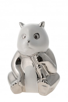 Διακοσμητική Επιτραπέζια Φιγούρα Κεραμική Panda Ασημί-Λευκή 17,8εκ. Zen Collection 22.19.48231