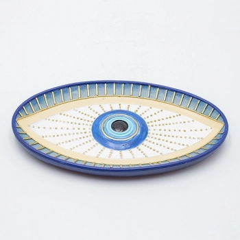 Διακοσμητική Πιατέλα Μάτι Polyresin Μπλε-Χρυσή 20x12x2εκ. ESTHETI 819-00805