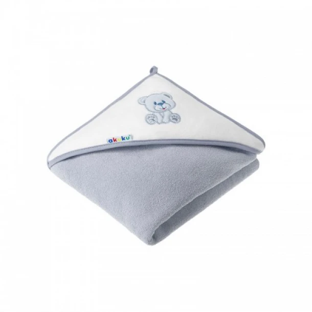 Κάπα Βαμβακερή-Terry 100x100εκ. Αρκουδάκι Γκρι akuku A1258