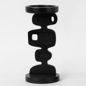 Κηροπήγιο Μεταλλικό-Ξύλινο Μαύρο 12x26εκ. ESTHETI 819-00163