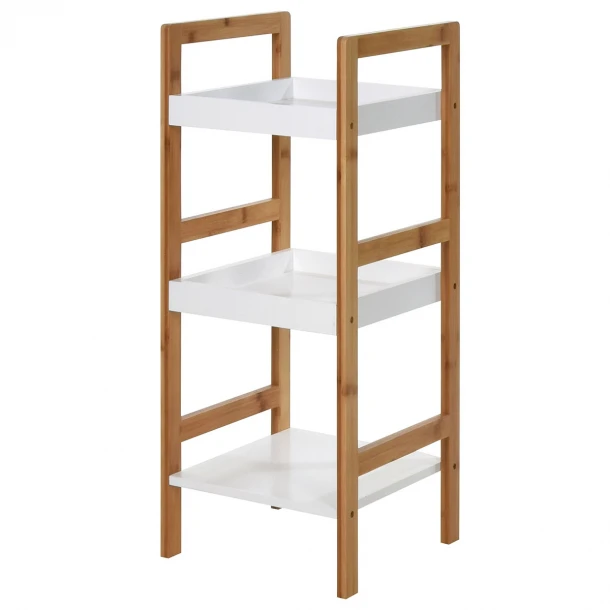 Ραφιέρα Μπάνιου Bamboo-MDF Με 3 Ράφια Natural-White MRShome 0090000