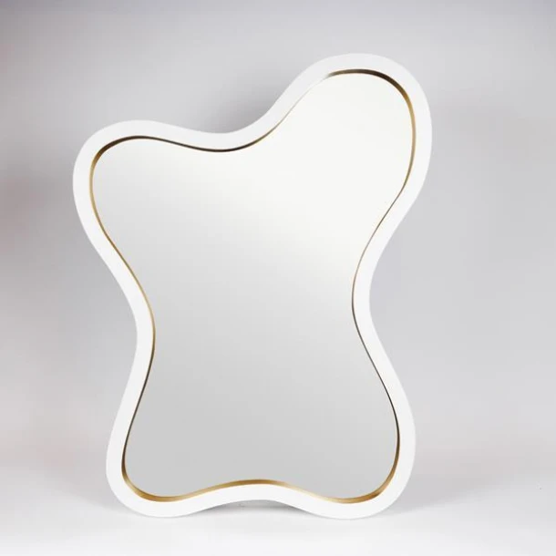 Καθρέπτης Τοίχου Ξύλινος Λευκός-Χρυσός 68,8x4,5x90,4εκ. ESTHETI 811-30002