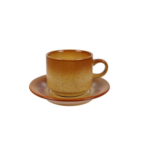 Φλυτζάνι Με Πιατάκι Πυραντοχής Πορσελάνης Καφέ-Μπεζ Art Et Lumiere 210ml 09112