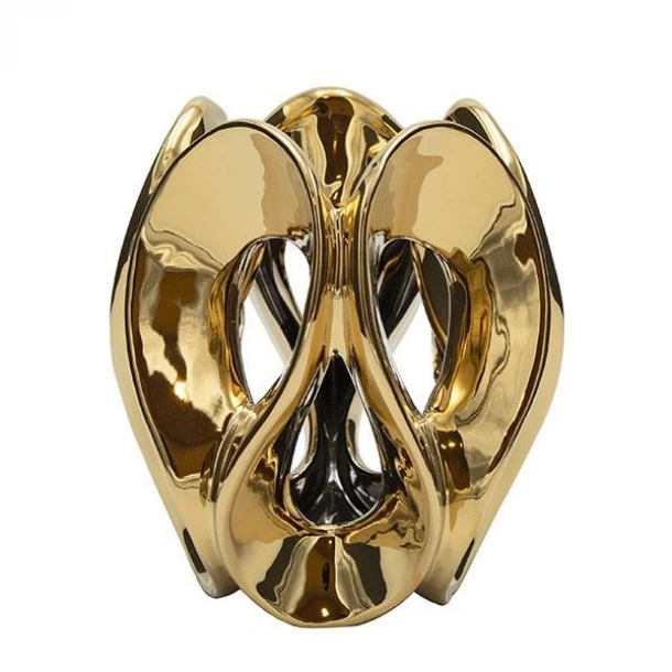 Διακοσμητικό Βάζο Κεραμικό Διάτρητο Χρυσό 21x21x25εκ. ESTHETI 819-01442