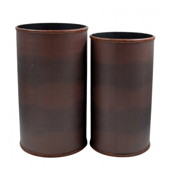 Ομπρελοθήκη Σετ 2τμχ Ξύλινη-Δερματίνης Καφέ 23x44εκ.-25x45εκ. Royal Art INX4/2322A