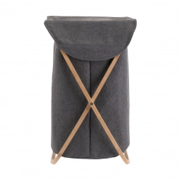 Καλάθι Απλύτων Πτυσσόμενο Bamboo-Polyester Γκρι Essentials Estia 40x40x70εκ. 02-13158