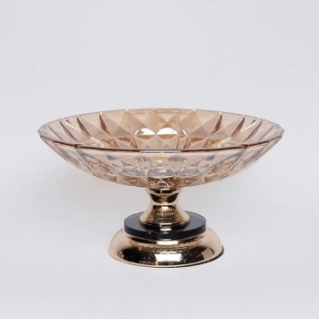 Διακοσμητικό Μπωλ Γυάλινο-Μεταλλικό Χρυσό 29,5x16εκ. ESTHETI 754-11023