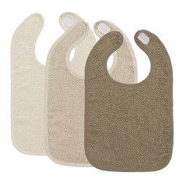 Σαλιάρες Σετ 3τμχ Βαμβακερές Natural-Soft Sand-Taupe Meyco MEY-240.000.DB.02C