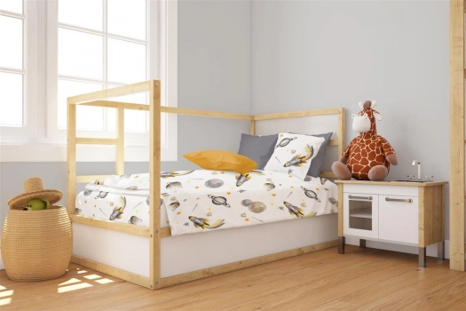 Πάπλωμα Μπεμπέ Βαμβακερό Κούνιας 120x160εκ. Space Mission 183 White-Grey DimCol 31111121052