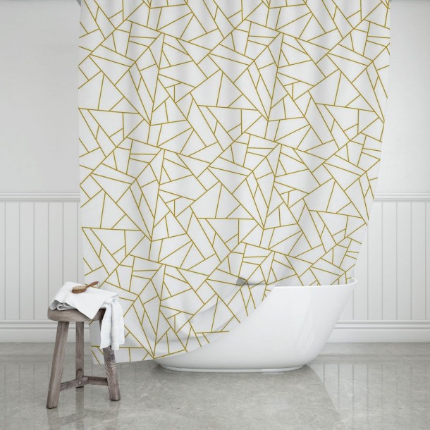 Κουρτίνα Μπάνιου Αδιάβροχη Polyester Εκρού Abstract Estia 180x200εκ. 02-11758
