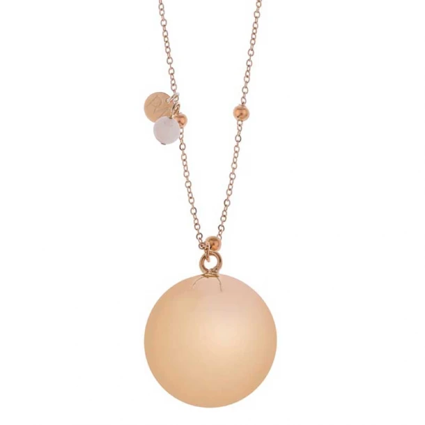 Κολιέ Κρύσταλλος Με Χρυσή-Ροζ Αλυσίδα Χάλυβα 110εκ. Bola Olivia Χαλαζίας Proud Mama PM-529