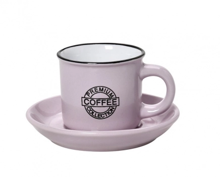 Φλυτζάνι Με Πιατάκι Cappuccino Stoneware 300ml Ροζ Coffee ESPIEL HUN308K6