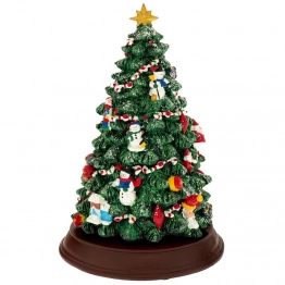 Χριστουγεννιάτικο Διακοσμητικό Δέντρο Polyresin Κουρδιστό Με Φως-Μουσική & Κίνηση 16x16x24εκ. iliadis 90495