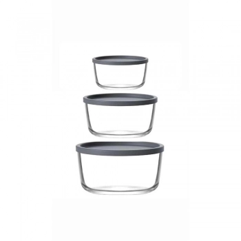 Φαγητοδοχείο Γυάλινο-Διάφανο Σετ 3τμχ Lav 380ml-800ml-1490ml LVROUNDS1F