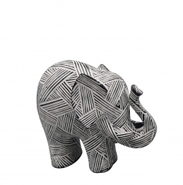 Διακοσμητικός Επιτραπέζιος Ελέφαντας Polyresin Λευκός-Μαύρος ESPIEL 22,3x9,1x18,8εκ. FIG223