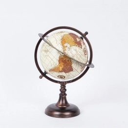 Διακοσμητική Επιτραπέζια Υδρόγειος Μεταλλική Χρυσή-Μπεζ 18x16x30εκ. ESTHETI 752-19028