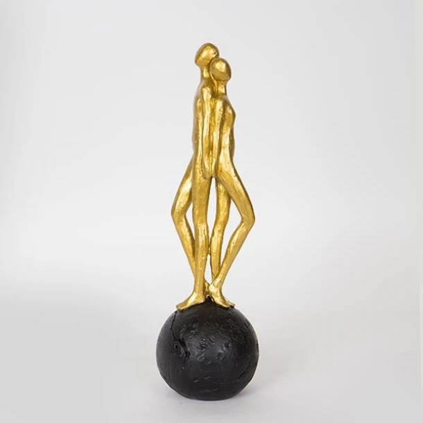 Διακοσμητική Επιτραπέζια Φιγούρα Ζευγάρι Polyresin Χρυσό-Μαύρο 9,5x9,5x31,5εκ. ESTHETI 752-27089