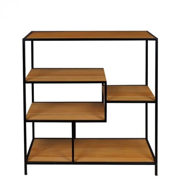 Ραφιέρα Μεταλλική-Ξύλινη Μαύρη-Καφέ 77x33x80εκ. ESTHETI 810-00028