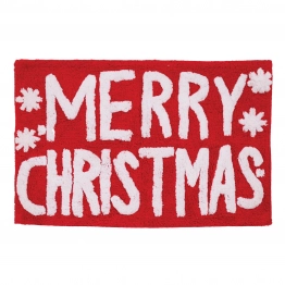 Χριστουγεννιάτικο Ταπέτο Μπάνιου Βαμβακερό 50x80εκ. Bathmats 0849 Red Das Home