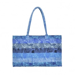 Τσάντα Θαλάσσης Polycotton Μπλε-Τυρκουάζ Με Κοχύλια ble 5-42-304-0254