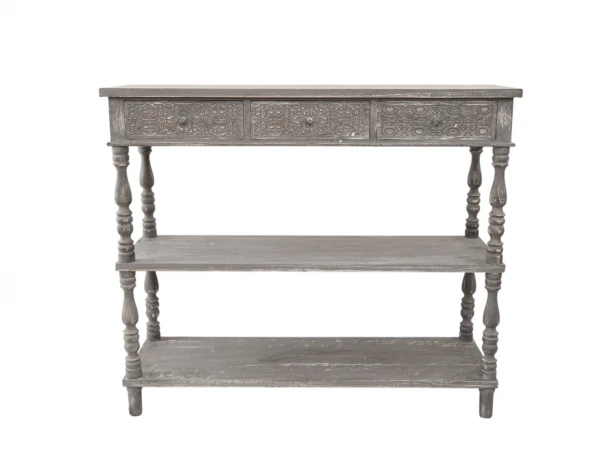 Κονσόλα Ξύλινη Με Ράφια Αντικέ Γκρι 120x40x97εκ. Zen Collection 25.29.51765