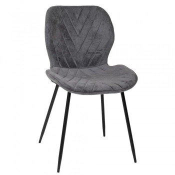 Καρέκλα Τραπεζαρίας Με Μεταλλικό Μαύρο Σκελετό Και Γκρι Ανάγλυφο Ύφασμα Elm Enclave 46x52x84εκ. iliadis 92087