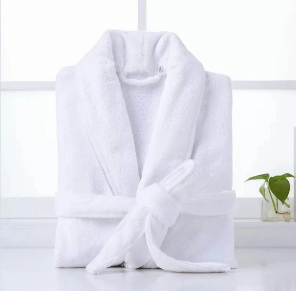 Μπουρνούζι Με Γιακά Βελουτέ-Πετσετέ Polycotton Extra Large Λευκό