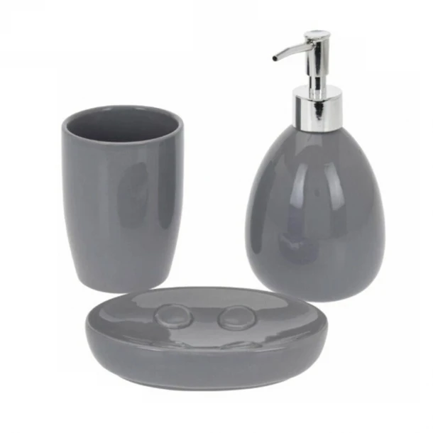 Σετ Μπάνιου 3τμχ Δολομίτη Grey MRShome 0100003