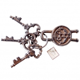 Διακοσμητικό Κλειδί Σετ 3τμχ Με Λουκέτο Σιδερένιο Αντικέ Καφέ 27εκ. Royal Art CAS3/894BR