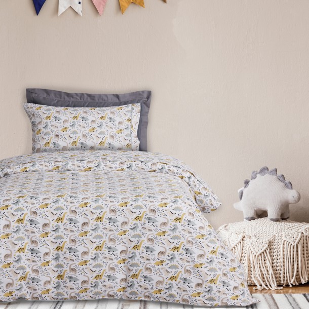 Σετ Σεντόνια Βαμβακερά Μονά 170x260εκ. Kid Line 4977 Mint-Taupe Das Kids