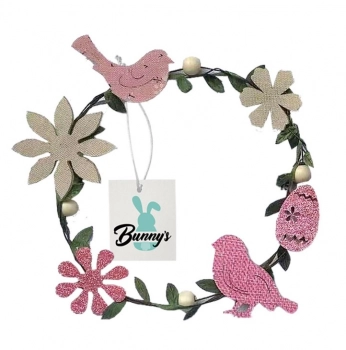 Στεφάνι Μικρό Μεταλλικό Φ21εκ. Πουλάκια-Αυγά Bunny's 73-1970
