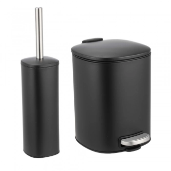 Σετ Καλάθι Απορριμμάτων Οβάλ 5L Μεταλλικό Soft CLose Με Πιγκάλ Μαύρο MRShome DS-911800S