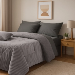 Κουβερτοπάπλωμα Fleece-Sherpa Μονό 160x220εκ. Blankets 1365 Grey Das Home