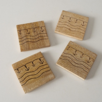 Σουβέρ Σετ 4τμχ Άγκυρα Ξύλινα Mango Natural 10x10εκ. Busum MSA 20-25-506