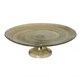 Πιατέλα Σερβιρίσματος Με Πόδι Γυάλινη Torbel Smoke 33x10εκ. Cryspo Trio 80.624.09