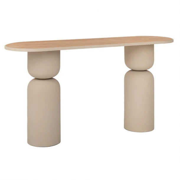 Κονσόλα Μεταλλική Κρεμ Με Ξύλινη Natural Επιφάνεια iliadis 150x45x75εκ. 92569