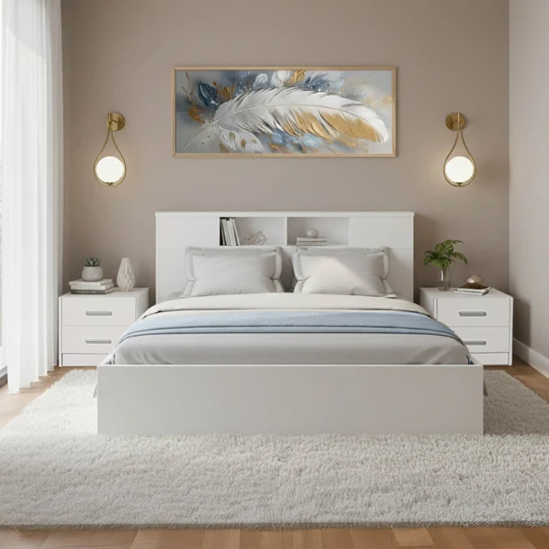 Σετ Κρεβατοκάμαρας Olympus White με Κρεβάτι 140x200εκ Σετ 3τεμ