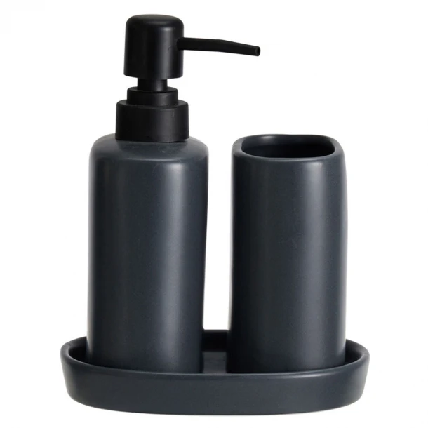 Σετ Μπάνιου 3τμχ Stoneware Black 6U MRShome 0094004