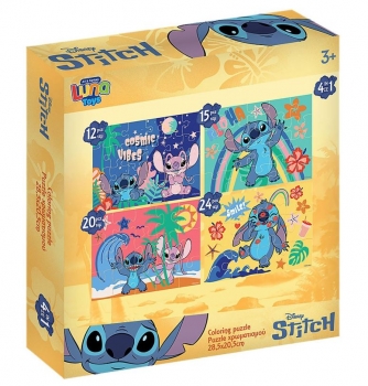 Παζλ 4 Σε 1 Με 12/15/20/24τμχ Stitch 28x6x27εκ. Disney 69-1898